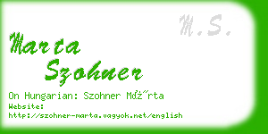 marta szohner business card